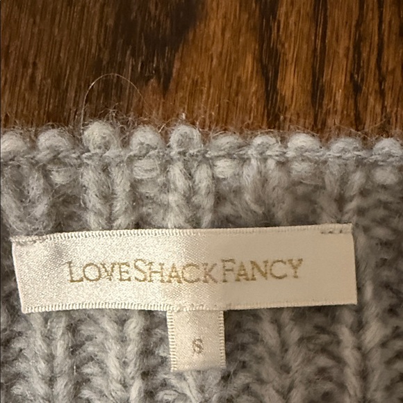 LoveShackFancy Off-Shoulder Sweater - Light Gray - Picture 2 of 8